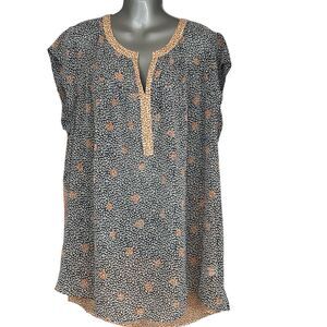 DR2 by Daniel Rainn Women's 3XL Floral V-Neck Blouse Flutter Sleeve